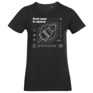 Футболка женская стрейч «First man in space» , чёрная